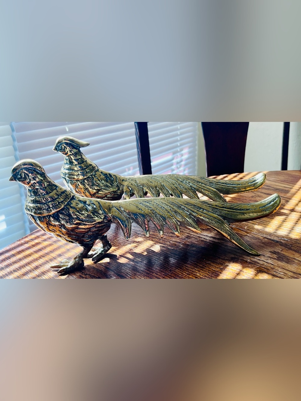 Pair Brass Pheasant decor